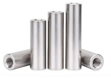 5pcs Stud Extend Long Coupling Nut M2.5 M4 M5 M6, Double Thread Round Aluminum Spacer, Aluminum Alloy Threaded Pillar(15MM*M4)