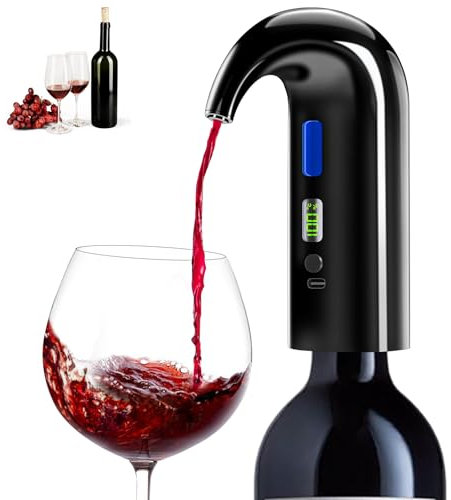 Cosyall Décanteur à vin électrique, Aérateur Distributeur Verseur, verseur d'aérateur de vin rouge à une touche, rechargeable de type C pour la maison et le bar(Noir)