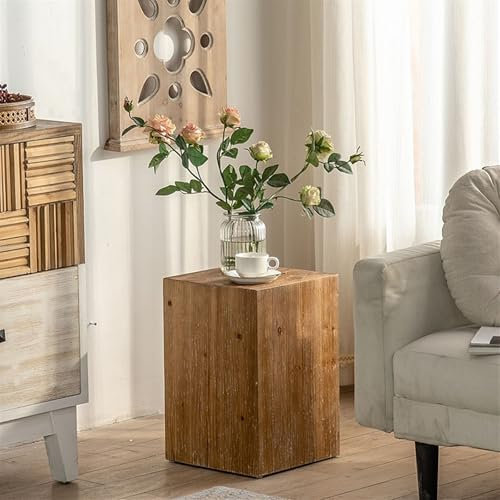 Rivorne Aus Holz，Beistelltisch，Moderner Beistelltisch，Holzblock Eiche Massiv，Ausstellungshocker，Beistelltisch Hocker Dekosäule ，für Wohnzimmer, Schlafzimmer, Flur Usw 30 X 45 cm(30 * 30 * 45cm)