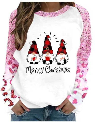 Maglione di Natale Donna Natale Felpa Donna Carino Xmas Tree Graphic Pullover Shrits Comfy Tops Vacanze Party Outfits 2024 Maglie Natalizio Natale Maglia Girocollo Natalizia Top