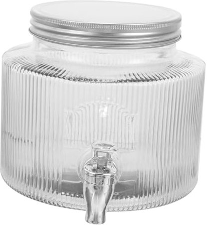 UKCOCO Dispensador De Bebidas De Vidrio Con Grifo Práctico y Tapa Hermética Para Conservar Frescura Jarra Agua Grifo Para Nevera y Reuniones Familiares o Fiestas