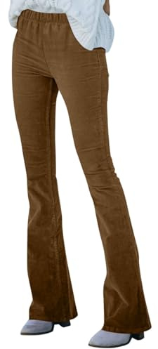 Schlaghose Damen Cordhose Slim Fit Stoffhose Flared Freizeithose Leggings Bootcut Hosen Freizeit Hose Casual Büro Anzughose Elegante Yogahose Jazzpants Sporthose Bootleg Frauen Einfarbig