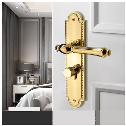Serratura dorata for camera da letto interna Nordic magnetica silenziosa divisa porta serratura serratura maniglia della porta della camera(Type D-Magnetic Silent)