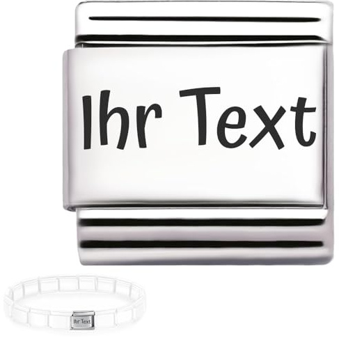 2Burned Italienische Charm Personalisierter eingravierter TEXT für 9 mm Armbänder aus Edelstahl 1x Schmuck Für italienisches Stretch-Gliederarmband