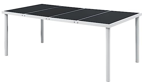 WKIEQACO Outdoor-Tische, Gartentisch, 190 x 90 x 74 cm, schwarzer Stahl