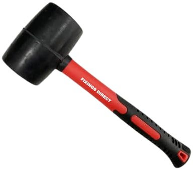 [FIXINGS DIRECT] Heavy Duty 32oz Fibre Handle Rubber Mallet with Enhanced Comfort Grip, Advanced Rubber Head for Long Lasting Durability Rubber Hammer 32oz Or Soft Head Rubber Mallet