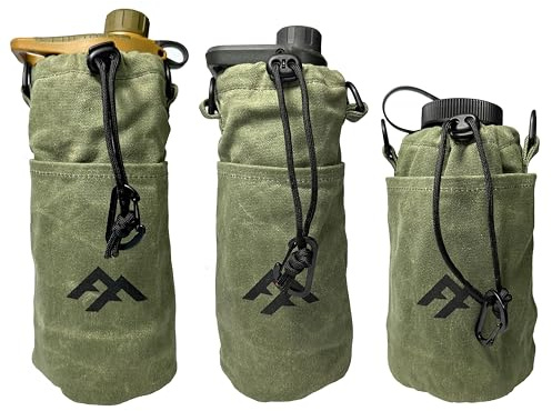 Forest Fundamentals isolerad flaskpåse | kompatibel med Grayl vattenfilter, 9,7 dl breda munflaskor och kapslade koppar | handgjord vaxad bomullsduk och engelsk kokt ull, gRÖN, 32oz Wide Mouth Bottle