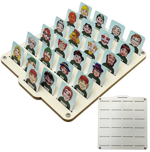 Guesses Who Game 2 Wooden Boards, Guessing Who Am I Game, Family Games, Parent-Child Interactive Training Toy 2 Battle Card, Educational Activity for Kids, Enhances Logical Thinking, 13.5x12.5cm