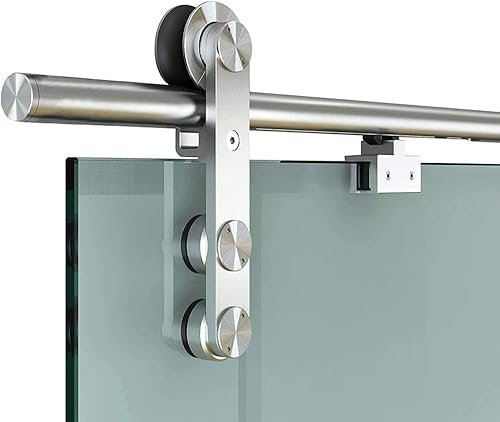 Sliding Door Track Set, Sliding Door Track Kit 3.3ft-13ft Glass Door Stainless Steel Slide Rail Hardware Kit, Sliding Barn Door Hanging Rail Mute Pulley Track For Toilet/Kitchen/Bathroom，Eas
