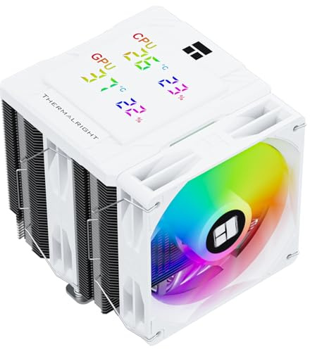 TR-Thermalright Peerless Assassin 120 Digital ARGB White CPU-Kühler, Double Tower mit 6 Heatpipes, Dual PWM Lüfter-1850U/min, Digital Display Board Top Cover, für AM5/AM4, Intel LGA1851/1700/1200/115x