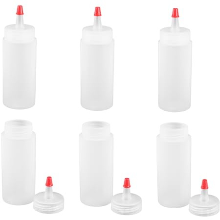 DECORNIJIA 6 Pezzi Bottiglie Dosatrici in Plastica Ldpe Bottiglie per Colla con Beccuccio Squeeze Facili da Resistenti Temperature Impermeabili per Dispensing Preciso