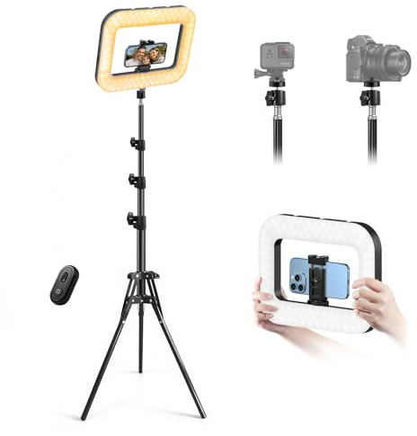 yAyusi Selfie Ring Light Tripod for iPhone, 73 Extendable Selfie Stick Phone Tripod with Light for Cell Phone, Dimmable Tripods Ring Light with Phone Holder and Stand for Video Recording/Live Stream