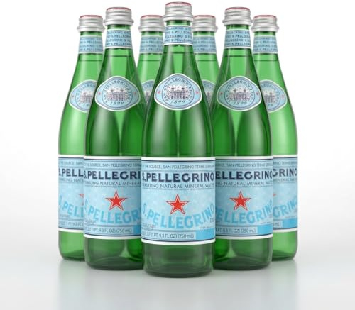 San Pellegrino Sparkling Natural Mineral Water – 750 mL (25.30 fl oz) Glass Bottles – 6 Pack – Premium Italian Carbonated Mineral Water