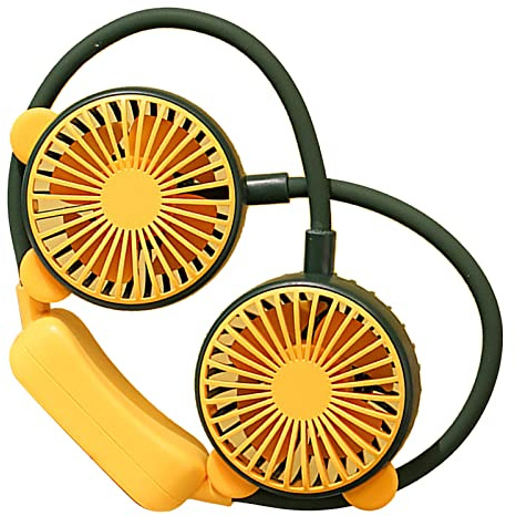 Qcwwy Ventilador de Cuello Portátil, Recargable por USB, Flexible, Portátil, Manos Libres, Mini Ventilador de Cuello con Refrigeración y Flujo de Aire Ajustable de 3 Niveles, Adecuado (GREEN)
