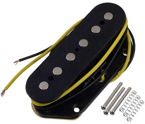 Wilkinson Telecaster Bridge Tonabnehmer, Alnico 5, schwarzes ABS-Metalldesign, Vintage-Tonabnehmer für die meisten Tele-E-Gitarren, Modell YT004-B, mit Schrauben, klassischer Rock- und Blues-Ton