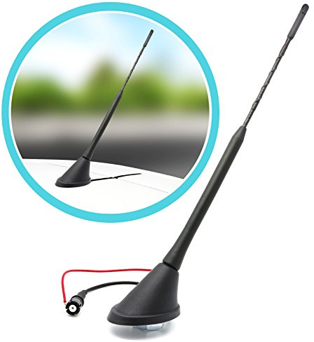 Adapter-Universe 2 in1 Set corto varilla antena de techo 16 V 23 cm vehículo + coche antena base con Raku 2 Triplex adaptador y amplificador Universal negro
