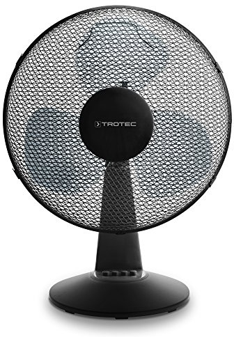 TROTEC Tischventilator TVE 17, geräuscharmer Ventilator, 40 Watt, 3 Gebläsestufen, 80°-Oszillation, 40 cm Flügeldurchmesser, schwarz, kippfester Stand