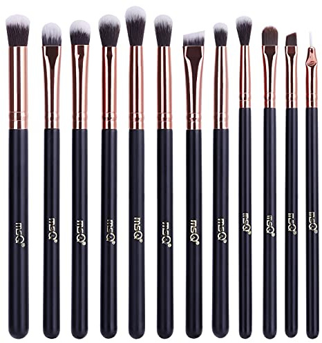 MSQ 12pcs Eye Makeup Brush Set Pro Eyeshadow Makeup Brushes Set Premium Synthetic Eyeshadow Brushes for Concealer Eyebrow Eyeliner Eyeshadow Blending Rose Gold