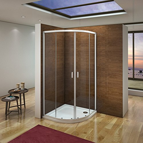 Mampara Semicircular Cabina de Ducha Puerta Corredera Gris Mate Vidrio Templado 5 mm Curva Italiana 90x90x185cm