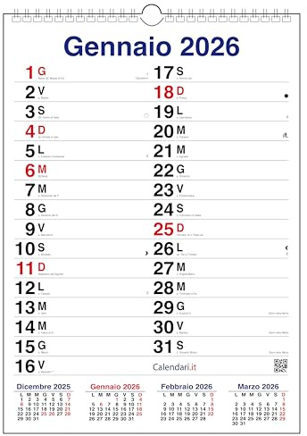 Calendario 2026 da muro mod. XL con più spazio per scrivere (ART, A5-15x21 CM - MINI)