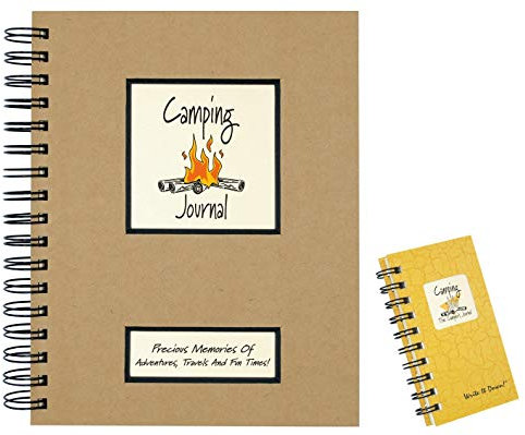 Camping Tagebuch-Set - Verwendung als Camper Urlaubsplaner, Wohnmobil-Reisetagebuch, Reisetagebuch (200 Seiten) und 1 Mini (120 Seiten) Spiralbuch mit Prompts