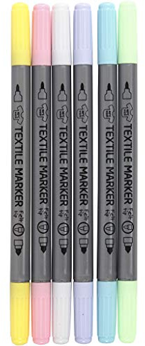 Create Crafts 34829 Textil Pastellmarker mit Doppelspitze, 2,3mm/6mm, 12 Stück