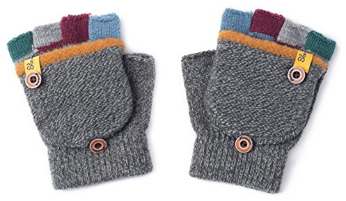 1 Pair Kids Flip Top Gloves, Warm Convertible Mittens for Toddlers 2-6Y
