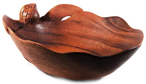 Windalf Obstschale 30 cm Glücks Schildkröte Holz | Dekoschale, Große Ausführung