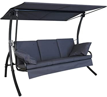 ANGERER Hollywoodschaukel Loft Sun dunkelgrau | Gartenschaukel Made in Germany, Schaukel zum Sitzen, Liegen und Entspannen, inklusive Bett-Funktion, einfache Montage