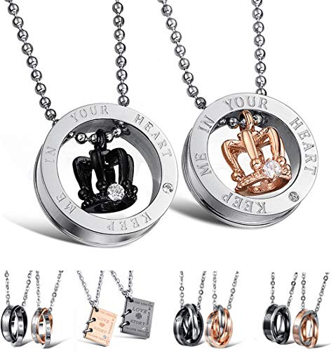 Kim Johanson Edelstahl Pärchen Halsketten *Verschiedene Motive & Farben* in Roségold, Gold & Silber Freundschaftskette, Geschenk, Glücksbringer, Schmuck, Kette inkl. Schmuckbeutel