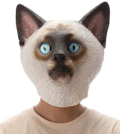 PartyHop Siamese Kattmask Realistisk Latex Djurmasker För Halloween Carnival Parad Kostymfest