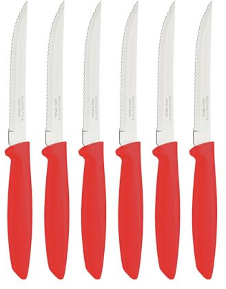 Tramontina Lot de 6 couteaux à fruits/tomates (rouge, pointe pointue)