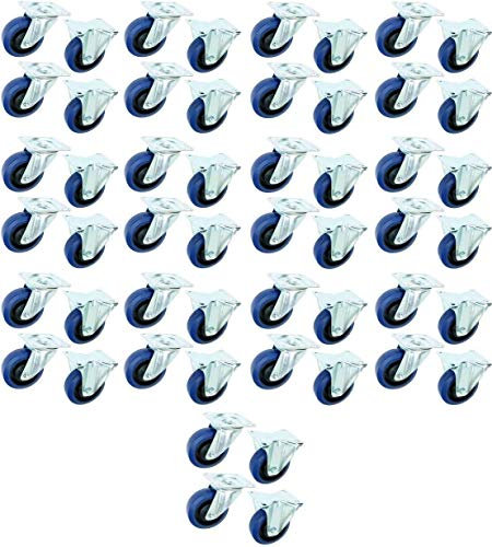 13 Satz 100 mm BLUE WHEELS Bockrollen + Lenkrollen ohne Bremse Transportrollen Schwerlastrollen 135 kg/Rad Blau - INDUSTRIEQALITÄT ECO (13 Satz Lenk/Bock)