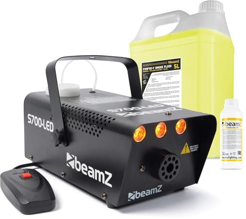 BeamZ S700-LED Nebelmaschine mit LED Flammeneffekt, Set inkl Nebelfluid und Reiniger, 700 Watt, Fogger, Party Rauchmaschine, Fog Machine, Kabelfernbedienung, Disco Partynebel, Hochzeiten