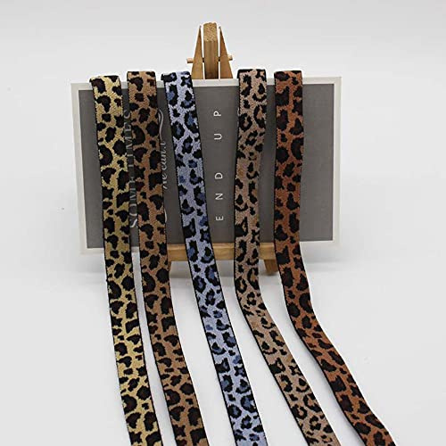 NC 20 Yards Elastic Band Leopard Print Elastic String Geflochtenes Elastic Rope Crafts Weiche Elastic Cord aus Spandex Nylon Stoff zum Nähen und Basteln DIY Elastic Cord 4 Farben, je 5 Yards