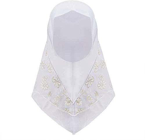 RUIXIA Hijab à Enfiler pour Fille Foulard Islamique pour Fille Turban Musulmane Fille Châle Islamique avec Décoration en Motif de Fleur pour Fille de 2-7 ans