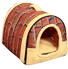 Hundehöhle Katzenhöhle,Waschbar Hundebett Katzenbett 2 In 1 Faltbare Haustier Bett Warm Hundehaus und Sofa Indoor Hundehütte Mittelgroße für Kleine Hunde Katzen für Drinnen（L）
