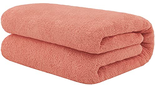 100% Cotton Oversized 40x80 Bath Sheet, Turkish Bath Towels for Bathroom Extra Large, Coral Bath Sheet