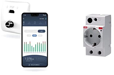 powerfox smartes Stromzählerauslesegerät (poweropti PA201901) Energiemanagementsystem Wi-Fi Livedaten per App Auch für PV-Anlagen Einfache Installation Smart Home fähig & ABB Aufrast-Steckdose - M1175