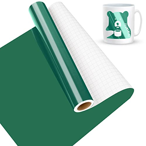 Lya Vinyl Dunkelgrün Vinylfolie Plotter, Selbstklebend Plotterfolie für Cricut – 30,5 x 457,5 cm, Schwarz Plotterfolie, Selbstklebende Folie für Cricut, Silhouette Cameo 4
