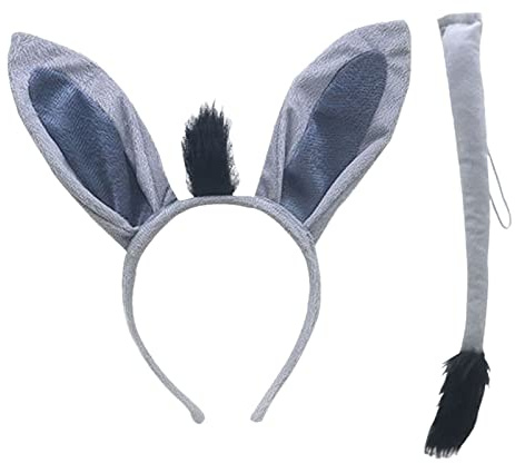 TSHAOUN Animal Costume Set With Headband, Ears, Tail - Dress Up Set for Carnival Party Halloween for Girls (Grey)