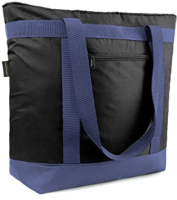 BeeGreen Cooler Bag Soft Insulated Tote for Beach Travel Grocery Shopping Lunch Portable Large Ice Coolers with Handle Hard Freezer Bags with Zippered Top Foldable Leakproof Delivery Totes Black
