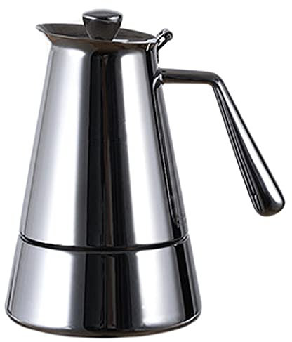 OQHAIR Cafetera Cubana Espresso Italiano de Acero Inoxidable Cepillado, cafetera Espresso para Estufa, Olla Moka para Estufas eléctricas o de Gas de inducción