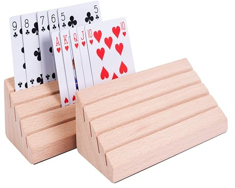 Engelhart – 390815 – Doppelpyramiden-Kartenhalter – Buchenholz – 2 Stück – geeignet für bis zu 40 Karten