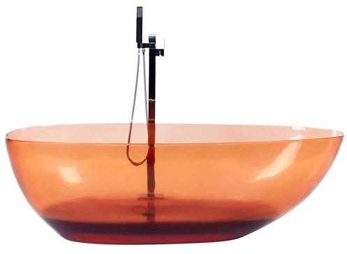 Modernt fristående badkar Solid yta Oval Transparent Färg 169 x 78 cm Röd Blancarena