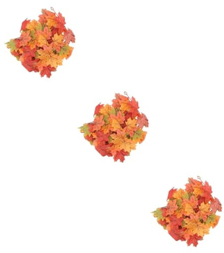 TOPBATHY 3pcs Artificial Maple Rattan Leaves Vine Decor Halloween Thanksgiving Decorative Pendant for Restaurant Simulated Orange Foliage for Year Charm