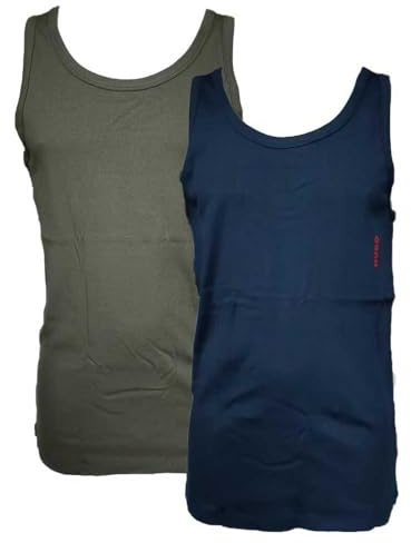 HUGO Tanktop för män tvåpack väst, öppen diverse 981, L, Öppna diverse, L