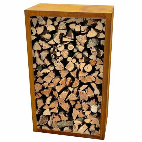 Yerd CortenBOX 100: vielfältig kombinierbares, stabiles Kaminholzregal und Hochbeet aus echtem Cortenstahl, rostig, 1,6mm Corten verschweißt (1,m Hochbeet)