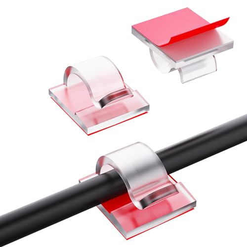 60 supporti per cavi esterni, clip per passacavi, organizer per cavi, autoadesivi, per la gestione dei cavi, decorazione ganci, supporto per il fissaggio dei cavi, catena luminosa – trasparente