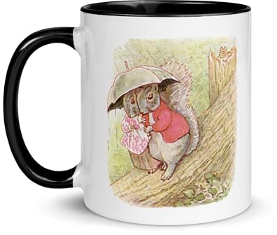 Tasse Pierre Lapin Bétrix Potter Madame Piquedru Blanchisseuse Petitgris Écureuil Noisette Mug Thé Café Enfant Illustration Dessin Pâques Cadeau Fantaisie Nature Animaux (Petitgris l'Écureuil)
